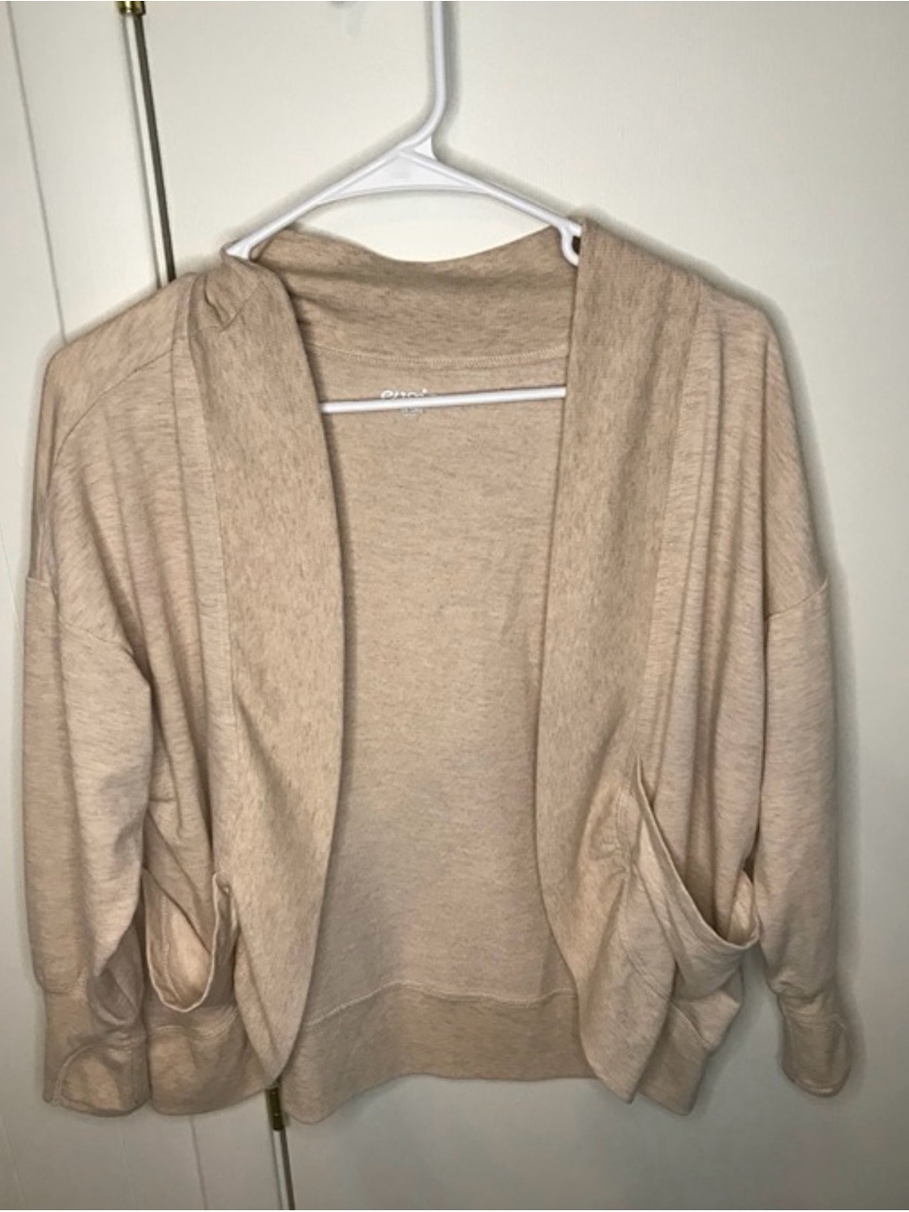 evsie Girls Cream Open‑Front Draped Pocket Cardigan Kids Size 8 | Cozy Knit